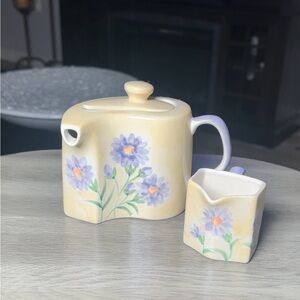 Herman Dodge & Son Thailand Tea Set - Curved Teapot & Creamer Hand Painted